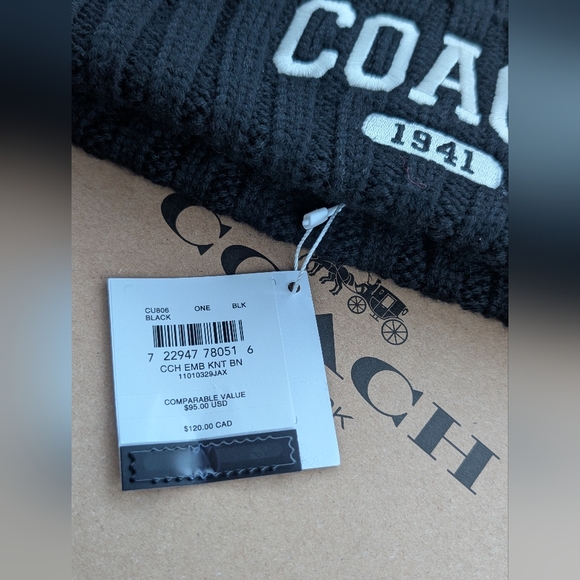 Coach Ribbed Beanie - NWT - Black OS - Picture 5 of 6